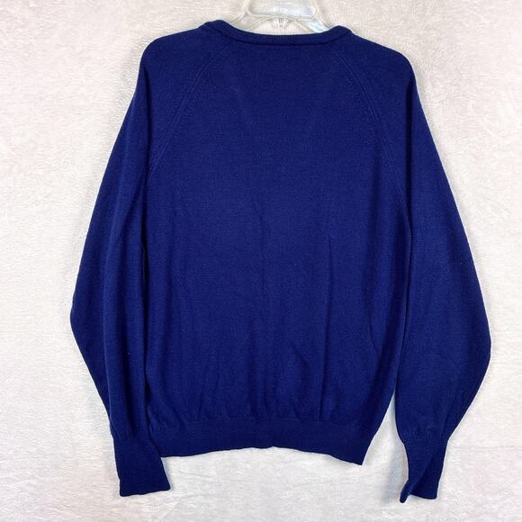VTG Christian Dior V Neck Sweater Mens L Blue Old Money 80s Preppy Designer USA - Picture 6 of 7